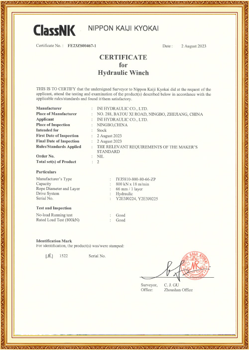 Certificado de produto NK